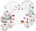 Produktbild: 30tlg Kombiservice Marie Porzellan 6 Personen Tassen Untertassen Teller Blumen