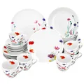 Produktbild: 30tlg Kombiservice Marie Porzellan 6 Personen Tassen Untertassen Teller Blumen