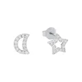 Produktbild: Amor Ohrstecker 925 Sterling Silber Damen Ohrschmuck, mit Zirkonia synth., 0,8 cm, Silber, Mond/Sterne, Kommt in Schmuck Geschenk Box, 2016750