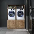Produktbild: Roomart - Doppelschrank mit Ausziehplatte - Waschturm in 3 Farben - HBT: 184 x 134 x 65 cm