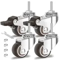 Produktbild: HOLKIE Lenkrollen Rollen für Möbel 25mm Möbelrollen Klein Gummirollen Transportrollen mit Bremsen M6-1 x 20mm (Stem Diameter 6mm Stem Length 20mm) Gesamttragfähigkeit 40kg (2 mit Bremsen und 2 ohne)
