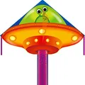 Produktbild: HQ Design Ecoline Simple Flyer 120 Kinderdrachen Flugdrachen Drachen zum steigen Lassen wenig Wind ab 5 Jahre 75x120cm+1.5m Drachenschwanz 17kp Polyesterschnur 25m auf Griff 2-5 Bft (UFO)