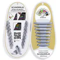 Produktbild: SCHNÜRRLIE Schnürsenkel - elastische Silikon Schnürsenkel - Schuhband ohne Schuhe Binden - Flache Gummi Schnürbänder für Kinder und Erwachsene - Silber Grau