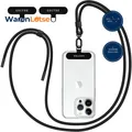 Produktbild: Handykette Universal Schwarz mit 2 Stück Patch für alle Smartphones Handyband