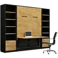 Produktbild: QMM TraumMöbel Schrankbett, Braun, Schwarz, Holzwerkstoff, 140x200 cm, Schlafzimmer, Betten, Klappbetten
