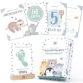 Produktbild: Miniwerk Meilensteinkarten Baby 60 Stück – persönliches Geschenk zur Geburt, Erinnerungsbox Baby, Babytagebuch, Ergänzung zur Baby Erstausstattung für Neugeborene und Eltern, Kontrastkarten Baby