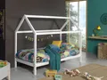 Produktbild: Set Hausbett Matratze 90x200 Kinderbett Kindermöbel Spielbett Lattenrost Weiß