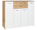 Produktbild: Moderne Kommode 4 Türen 9 Fächern 2 Schubkästen Sideboard Lowboard Weiß / Holz