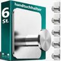 Produktbild: 4smile Handtuchhalter ohne Bohren, Silber - 6 Stück Badezimmer Handtuchhalter, Klebehaken aus Edelstahl, moderne Haken für Bad, WC, Küche - Wasserfeste Haken selbstklebend, Handtuchhaken