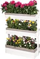 Produktbild: WONDERMAKE® Großes Vertikalbeet mit 3 Etagen Holz Outdoor Balkon Garten Wand stehend, Hochbeet vertikal Kästen Kräuter Erdbeeren, weiß grau anthrazit