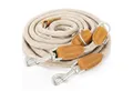 Produktbild: Rudelkönig Hundeleine Hundeleine 2,25m mit Leder, Elegante Führleine für große Hunde, Leder, Polyester (1-tlg), 3-fach verstellbare Tauleine