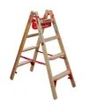 Produktbild: Holz Stufenstehleiter jeweils 4 Sprossen mit Comfort-Stufen Eimerhaken und Werkz