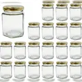 Produktbild: 20x Kleines Sechseckiges Honigglas mit Deckel 180 ml - Ideal zur Aufbewahrung von Honig, Marmelade, Gewürzen, Joghurt