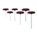 Produktbild: Wiha Stiftschlüssel Set mit Quergriff 6-tlg. I ComfortGrip Sechskant mit Seitenabtrieb I Satz 2,5 - 8,0 mm I Stiftschlüsselsatz mit T-Griff (45620)