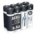 Produktbild: ANSMANN Akku AA Mignon 2100mAh 1,2V NiMH - wiederaufladbare Batterien AA Akkus maxE (geringe Selbstentladung & vorgeladen) ideal für Spielzeug, Funk-Tastatur/Maus, Wii & Xbox Controller (8 Stück)