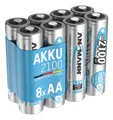 Produktbild: ANSMANN Akku AA 2100mAh Mignon NiMH 1,2V – 1000x wiederaufladbar (8 Stück)