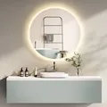 Produktbild: HOKO LED Badspiegel rund 60cm mit Licht Wechsel Warmweiß-Kaltweiß-Neutral. 2700-6500K.Licht mit Touch Schalter und mit Wandschalter einschaltbar.... - Transparent