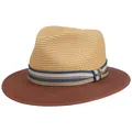 Produktbild: Stetson Romaro Toyo Traveller Strohhut Herren UV-Schutz 40+ Breite Krempe Gestreifte Ripsbandgarnitur Frühjahr Sommer Natur-rot S (54-55 cm)