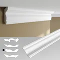 Produktbild: Deckenleisten 100 cm – Zierleisten aus PS – dekorative Stuckleisten für Wand & Decke - leicht, hart & formstabil - JC496-W Leiste-01