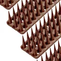 Produktbild: 3 MeterTaubenabwehr Spikes (3cm Hoch) – UV-beständiger Kunststoff in Braun, wetterfest, Click-System (6Stück x 50cm), 3-reihig Vogelschutz ideal für Balkon und Fensterbank, schnelle Montage