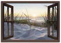 Produktbild: ARTLAND Wanddeko Leinwand Bilder Wandbild Fensterblick Strand Meer Sand Ostsee Dünen Sonnenuntergang U1TY
