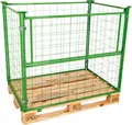 Produktbild: Gitteraufsatzrahmen, für Europaletten, Nutzlast bis 800 kg, Öffnungsklappe, stapelbar, L 1200 x B 800 x H 1000 mm, Stahl, maigrün RAL 6017 664663