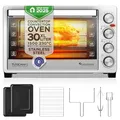 Produktbild: TurboTronic 30 L Elektrobackofen mit Grill, Umluft, Drehspieß & Timer | Kompakter Tischbackofen aus Edelstahl mit Doppelglastür, 1500W