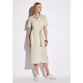 Produktbild: Hemdblusenkleid STREET ONE, Damen, Gr. 42, N-Gr, moonstone sand, Web, Obermaterial: 100% Leinen, unifarben, tailliert kniebedeckend, Rundhals, Kleider, Sommerkleid mit Knopfleiste