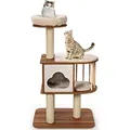 Produktbild: COSTWAY Kratzbaum Holz, Katzenbaum Katze Höhle, Kletterbaum mit waschbaren Kissen, Katzenkratzbaum Spielbaum Kratzsäulen 68x48x117cm