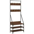 Produktbild: vidaXL Kleiderständer mit Schuhablage Braun Eichen-Optik 72x34x184 cm