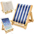 Produktbild: Bookchair Medium Blau-Weiß gestreift - Buchständer - Tablethalter aus Holz: Leseständer für Bücher, E-Reader und Tablets: Ideal für Schule & Studium, für Jung & Alt