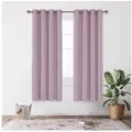 Produktbild: Deconovo Verdunkelungsvorhang Gardinen mit Ösen Blickdichte Vorhang Kälteschutz Schlafzimmer 2er Set, Blackout Curtain einfarbig Thermo Vorhang Verdunkelung Wärmeisolierend rosa 140 cm x 245 cm