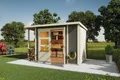 Produktbild: Gartenhaus Multi mit Schrank & Anbaudach terragrau inkl. Fußboden&Dacheindeckung