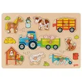 Produktbild: 57468  Steckpuzzle Traktor mit Anhängern aus Holz  9 Teile