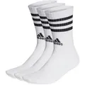 Produktbild: adidas Unisex Socken, 3er Pack - 3-Streifen Cushioned Crew, Logo, Streifen, gepolstert Weiß 46-48
