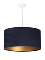 Produktbild: Licht-Erlebnisse Pendelleuchte AIMEE, ohne Leuchtmittel, Pendelleuchte retro Stoff Blau Gold E27 Esstisch Lampe