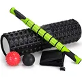 Produktbild: Odoland Faszienrolle Faszien Set 5 in 1 mit Foam Roller (45 x 14cm) Schaumstoffrolle Massageroller Stab Massagebälle für Faszientraining von Muskeln und Entlastung Muskelkate