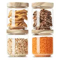 Produktbild: Econovo® Vorratsgläser mit Holzdeckel 500ml (4-teilig) aus Borosilikatglas, stapelbar und luftdicht, Vorratsdosen Glas-Behälter Aufbewahrungsglas mit Deckel für Vorräte groß und klein