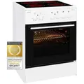 Produktbild: Exquisit ECM 6-4 BZ Elektro-Standherd | Glaskeramik | 4 Kochstellen | Bräter-u. Zweikreiszone | Grill | Umluft | Inox - Weiß
