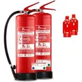 Produktbild: FireLoq 2x 6L Schaumlöscher 27A 233B mit Prüfnachweis Wandhalter Manometer