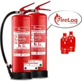 Produktbild: FireLoq 2x 6L Schaum Feuerlöscher für Brandklasse AB mit 27A | 233B ergibt 9LE Dauerdruck inkl. Prüfnachweis,Wandhalter und Manometer