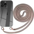 Produktbild: EAZY CASE Metall Handykette für Apple iPhone 16 Pro Max, Handyhülle mit Umhängeband, Silikonhülle, Metallkette für Smartphone in Rosa