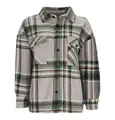 Produktbild: Baumfuchs Damen Overshirt mit Karomuster - Hemd-Jacke mit Sherpa-Futter in Grau-Grün Größe XXL