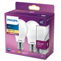 Produktbild: 2-er Set PHILIPS E27 LED Lampe leistungsstark 13W wie 100W warmweisses blendfrei
