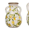 Produktbild: Dekovase VINTAGE LEMON Zitronen H. 21cm weiß gelb antik Keramik Formano S25