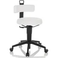 Produktbild: hJh-OFFICE Drehhocker TOP WORK FLEX PU, 925008, Kunstleder, mit Rollen, mit Lehne, weiß