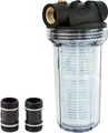 Produktbild: Grafner Vorfilter für Hauswasserwerke und Gartenpumpen, mit Filtereinsatz, lange Ausführung, 1“ IG und 2x 1“ AG Adapter, 5,5 bar, 6000 l/h, Filter Pumpe
