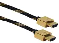 Produktbild: Schwaiger GmbH -HDMSL25 531- High-Speed-HDMI-Kabel mit Ethernet/ 2,5m/ schwarz-Gold/HDMI Stecker > HDMI Stecker/Ultra HD, 4K, 3D, 18 Gbit/s/Slimline