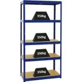 Produktbild: PROREGAL Schwerlastregal Slim Elephant S HxBxT 180 x 90 x 45 cm 5 Ebenen Fachlast 350 kg Blau