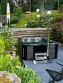 Produktbild: JVmoebel Whirlpool Badefass Whirlpool Gartenpool aus Thermoholz mit Holzofen, (1-tlg)
